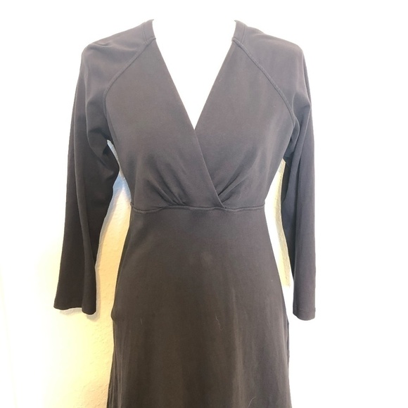 PATAGONIA Midi Dress Women's Size Medium Gray 100% Organic Cotton V-Neck - Picture 3 of 12